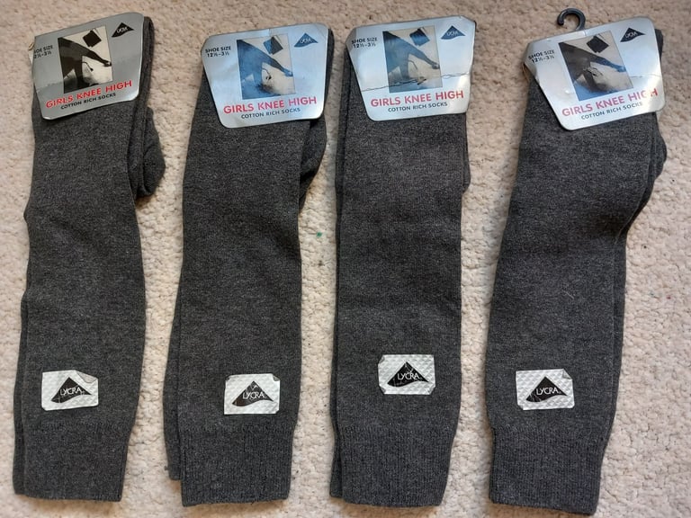 image for 4 pairs of girls knee high socks.  Shoe size 12.5 -3.5  All for £3.