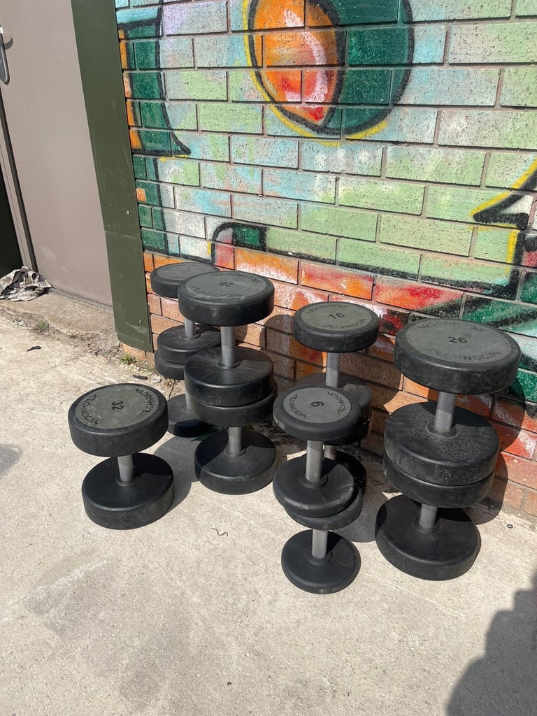 Technogym Urethane Dumbbells Set   With Rack / Individual   Price £3 a kg  Available  4-48kgs 