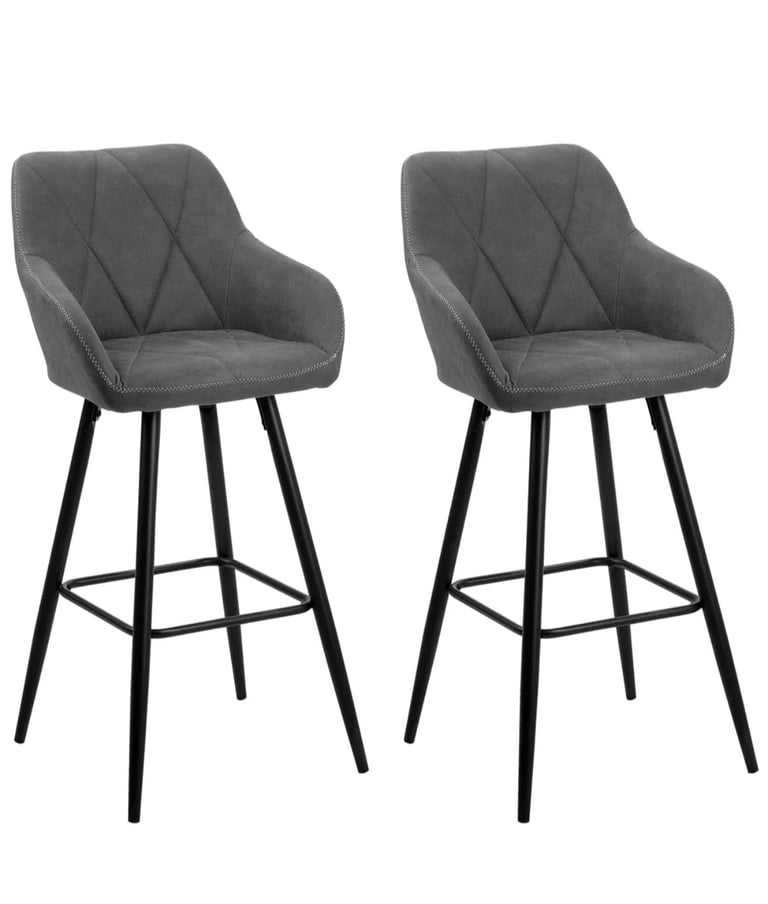 Bar Chair Set of 2 Fabric Grey DARIEN