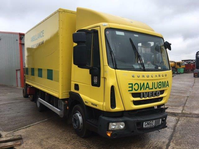 Damaged Iveco Eurocargo 75e16 17ft Box w/Tailift, Low Km's, 