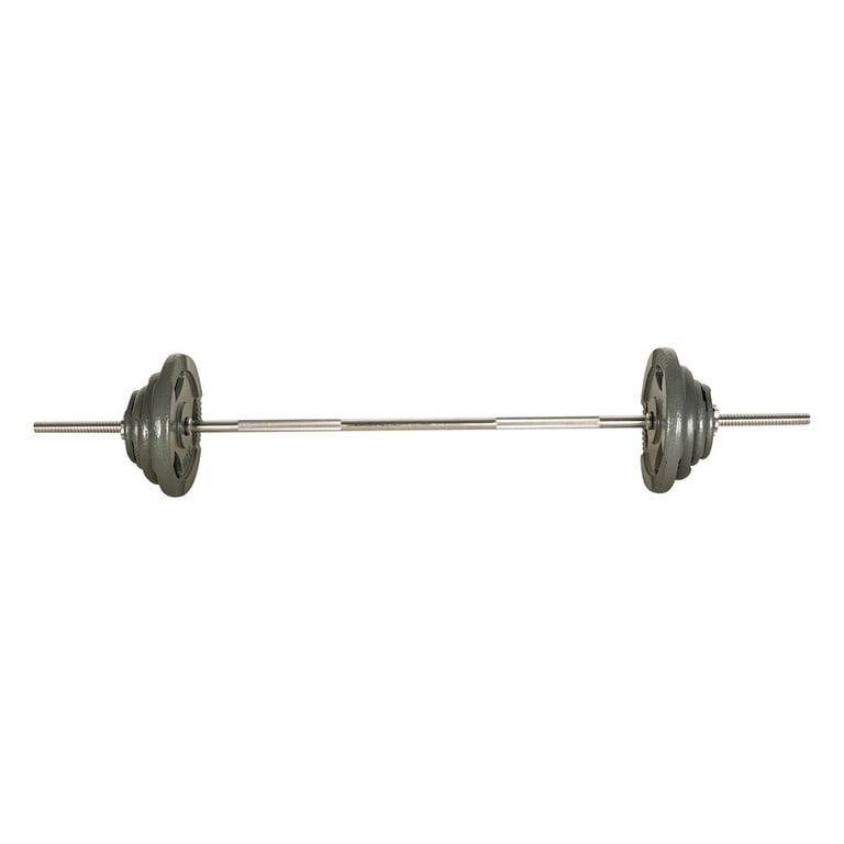 image for 44KG Standard Weights Bundle | 37.5kg 1&quot; Tri Grip Cast Iron Weight Plates & 5ft Bar Set (gym)