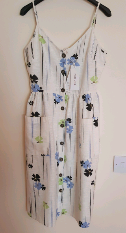 image for Marks & Spencer Pur Una Pure Cotton Printed Midi Slip Dress Size 8 BNW