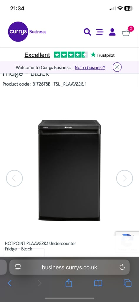 image for Hotpoint RLAAV22K.1 Freestanding Under Counter Fridge - Black