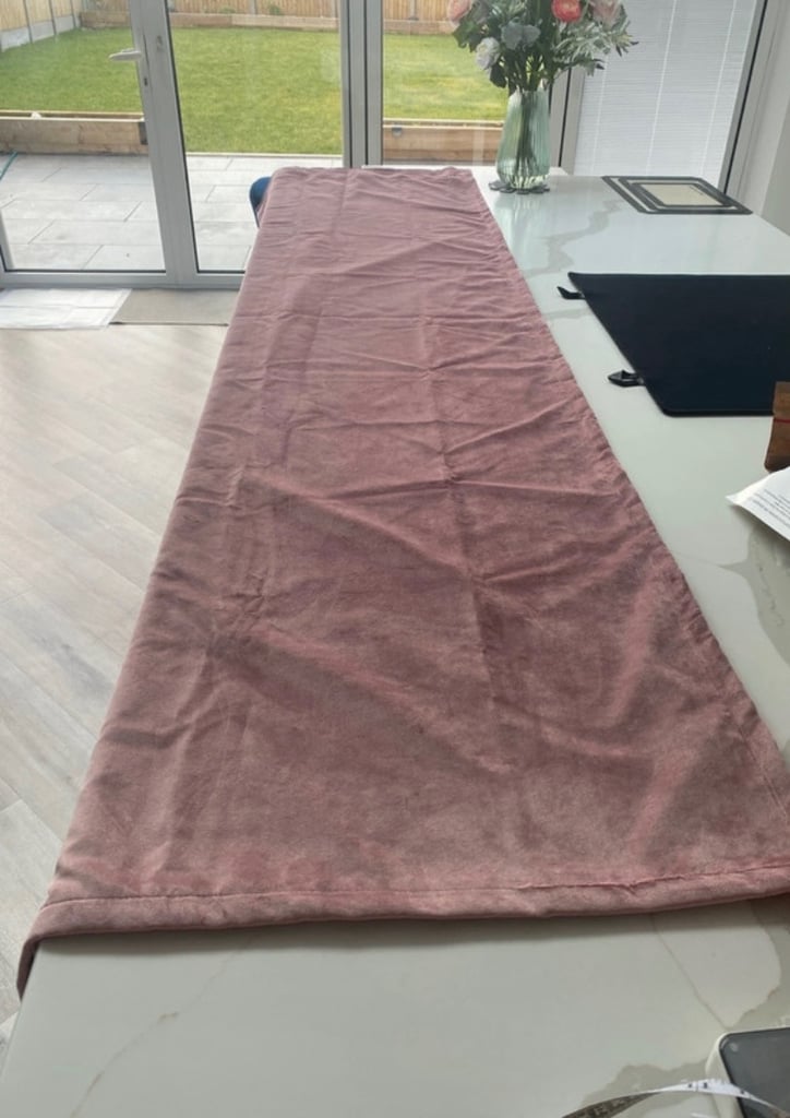 image for New , Rose pink velvet curtain panel 