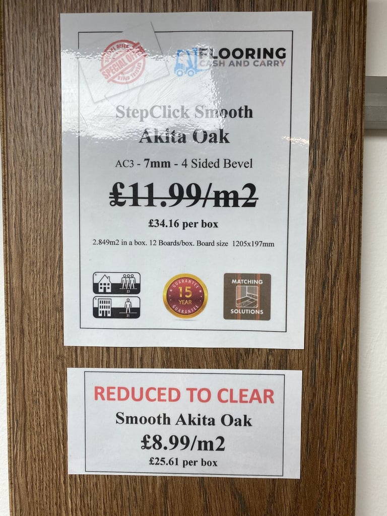 StepClick Smooth Akita Oak 8mm Laminate Flooring