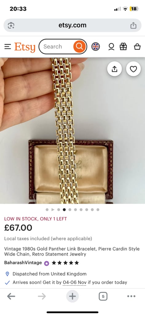 image for Gold plated panther link bracelet 