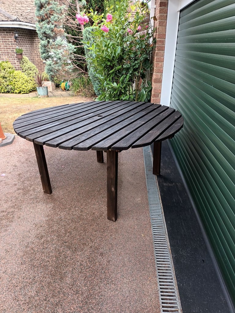 Wooden Garden Patio Furniture, Round Table Sits 6 Adults by Charles Taylor