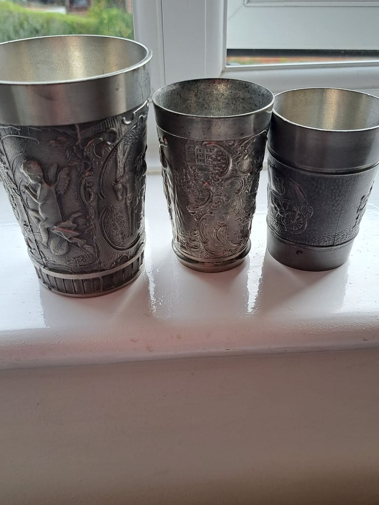 image for Vintage pewter cups 