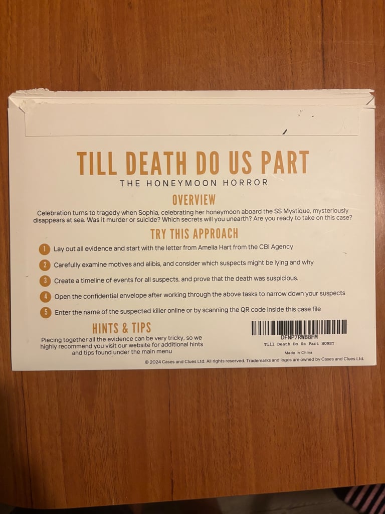Till Death Do Us Apart Murder Mystery Game