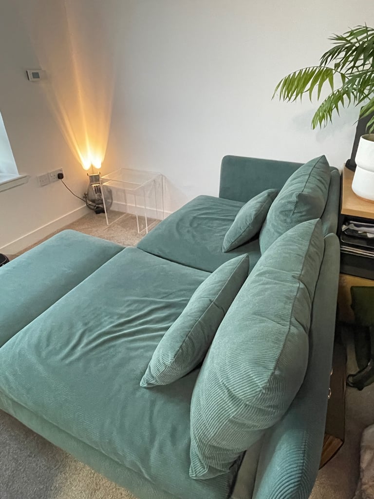 2-seat sofa with chaise longue, Kelinge grey-turquoise-IKEA