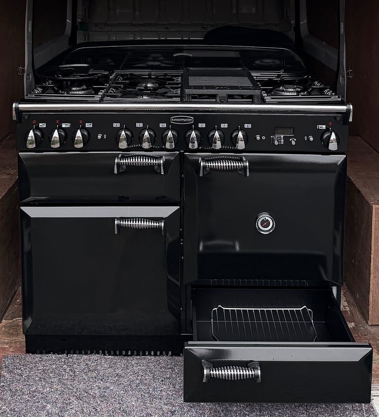 Rangemaster Elan Deluxe 110 Dual Fuel Range Cooker - Black
