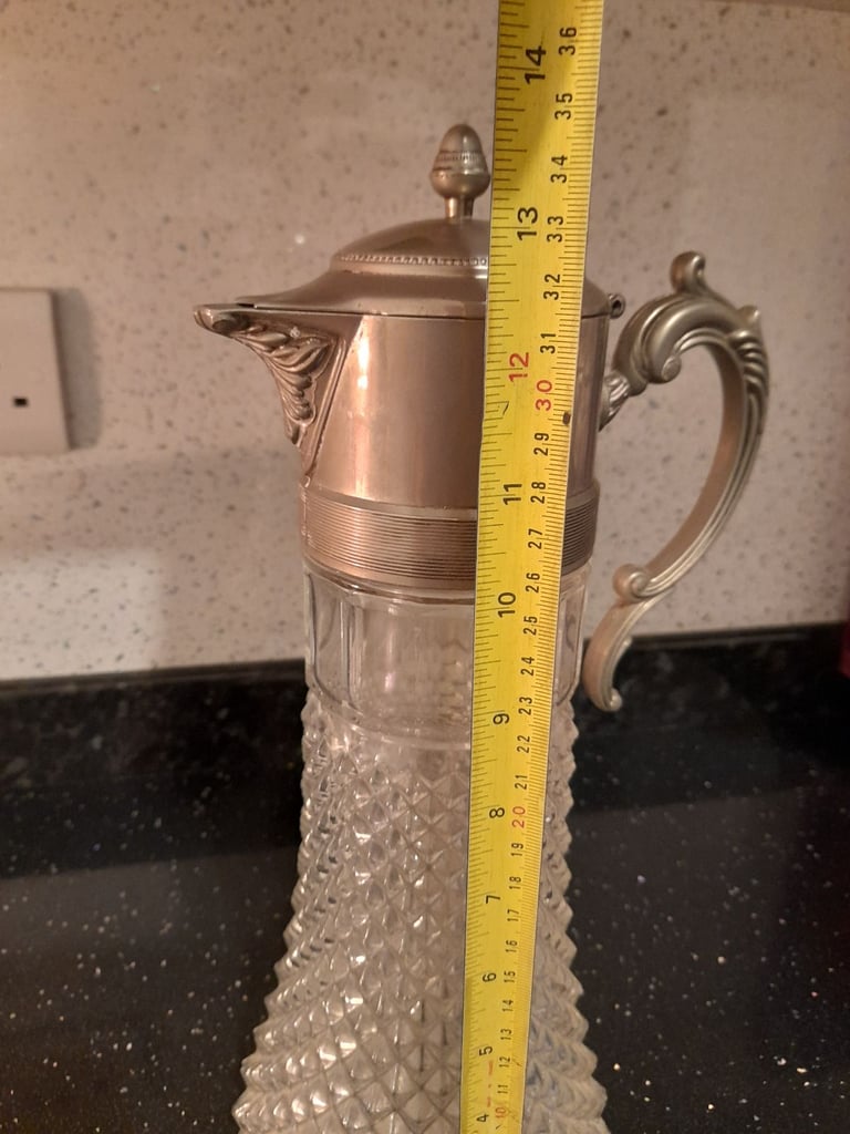 Vintage Sheratonn Silverplate Claret Jug/Decanter with ice insert  - Cut Glass