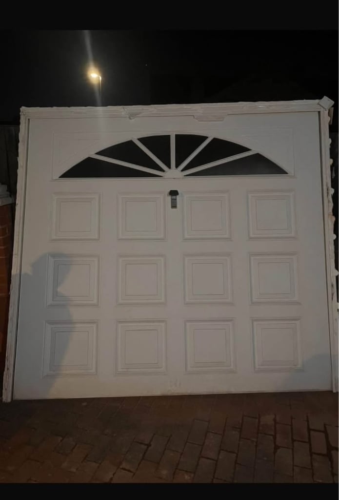 image for Cardale up and over garage door with partial semi circle window panels 
