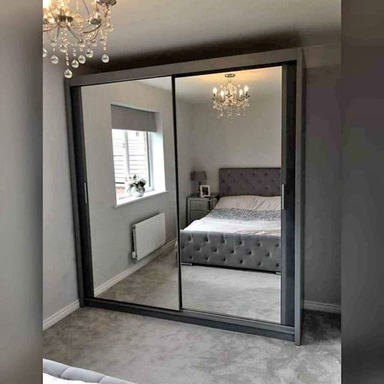 Sliding Mirror Doors Wardrobe- Mirror Door wardrobes-2 and 3 door wardrobe-MDF wood free delivery