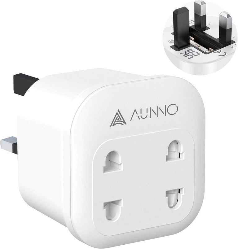 image for Double Shaver Plug Adaptor 2 for Bathroom Electric Razor and Toothbrush etc, 2 Pin to 3 Pin 10A Fuse