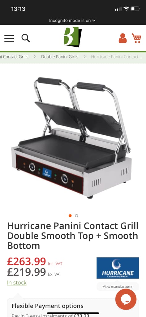 New Panini Contact Grill double smooth top commercial 