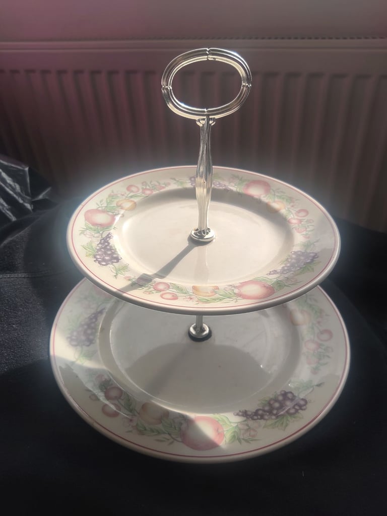 image for 2 Tier cupcake elegant ceramic porcelain stand in decorative floral design