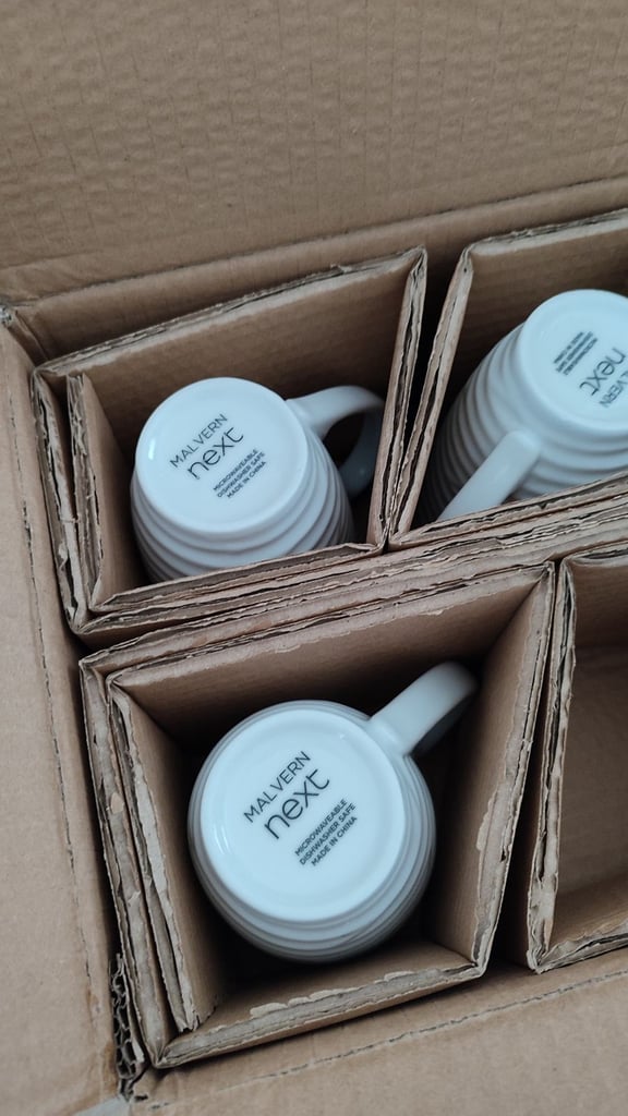 Next Malvern white latte cup mugs x 4
