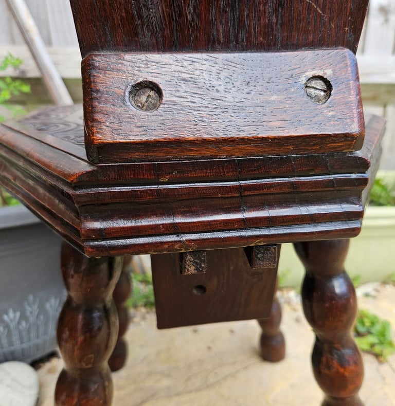Antique Carved Oak Spinning Chair Circa 1910