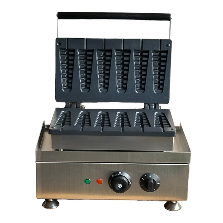 The Electric Lollipop Waffle Machine making lollipop-shaped waffles.