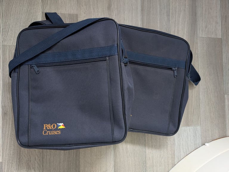 image for P&O Cruises Travel Shoulder Messenger Bag Navy Blue Canvas Pair