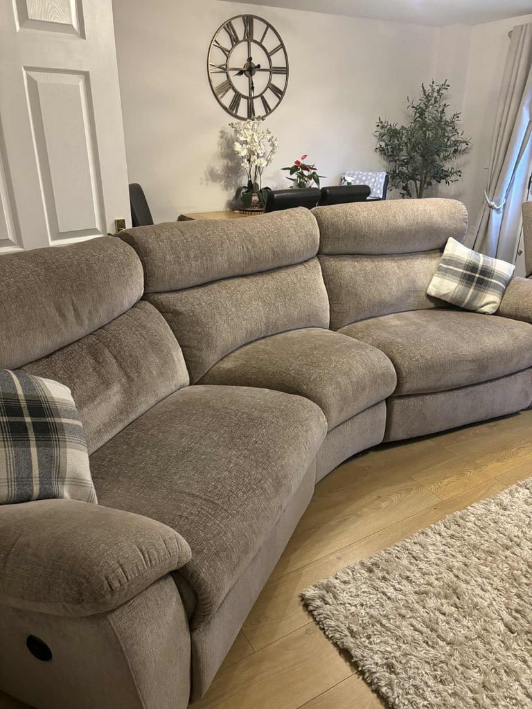Power reclining sofa and single manual recliner 
