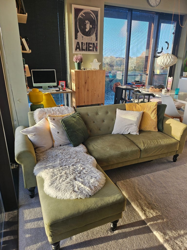 image for Green velvet sofa for sale 