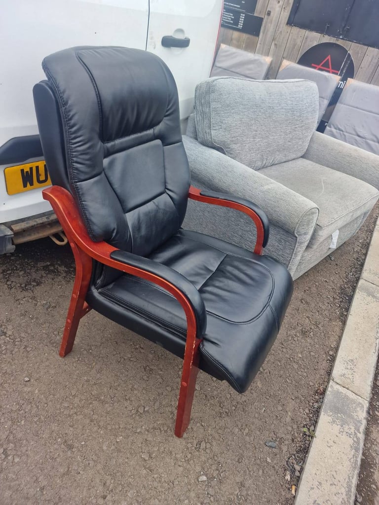 image for Leather fireplace style chair £49