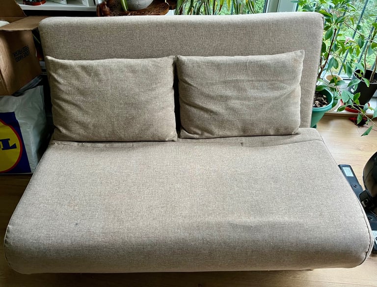REDUCED PRICE: Small sofa bed, beige, VGC £40