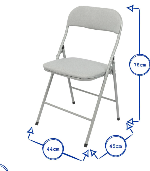 Grey foldable chair.