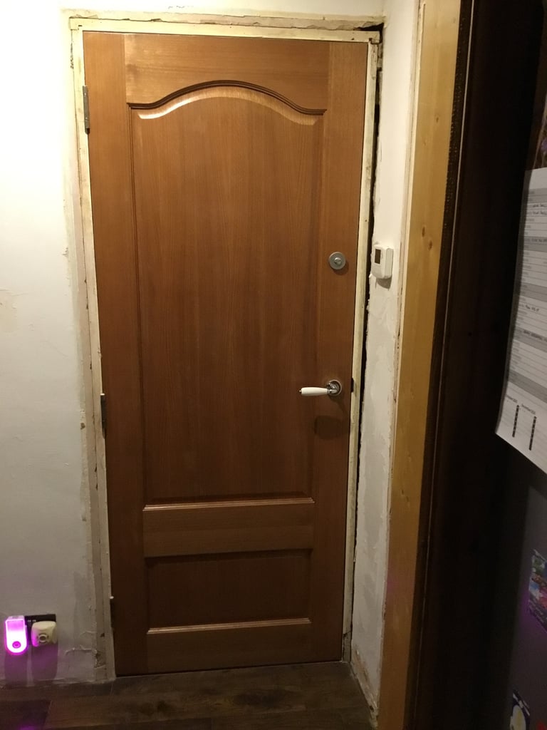 Three glass panel, one solid wood doors