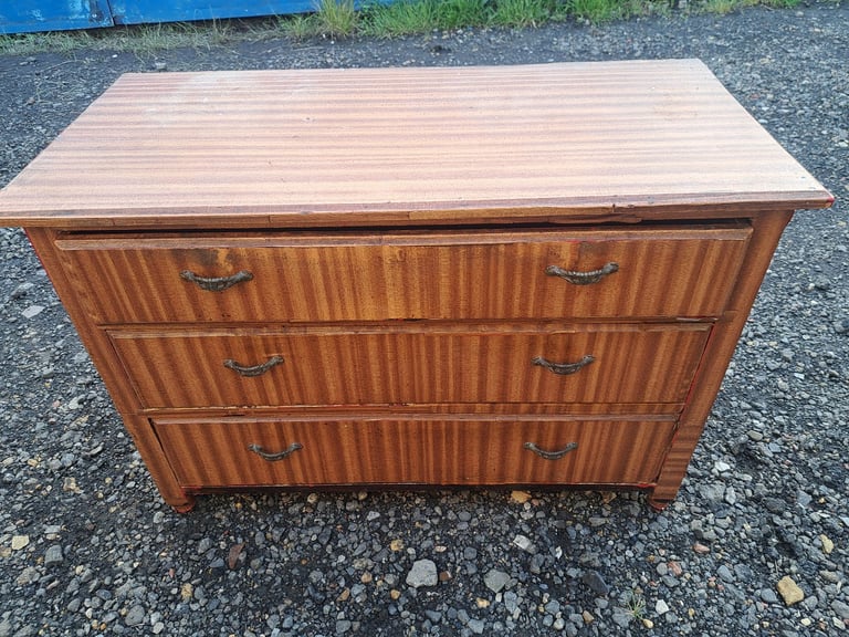 image for long 3 drawer brown wood drawers