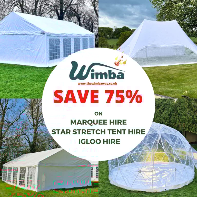 SAVE 75% - Marquee Hire / Star Stretch Tent Hire / Garden Igloo Hire / Table & Chair Hire 