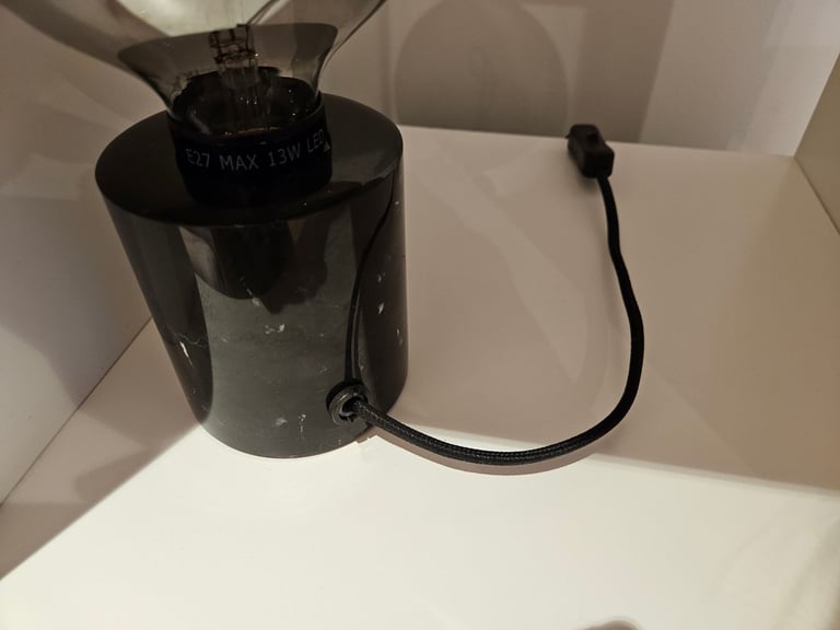 MARKFROST Table lamp, marble black + MOLNART LED bulb