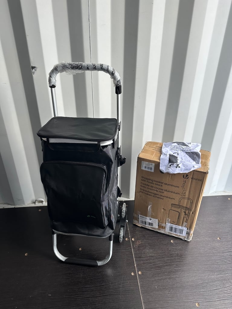 Vounot Folding Shopping Trolley On 6 Wheels Lightweight With Cooling Bag Black