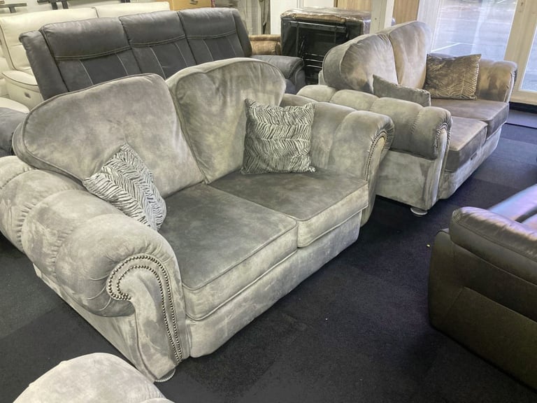 SCS DYNASTY VELVET CORNER SOFA+2+2 SEATER+SWIVEL CHAIR+2X FOOT STOOLS