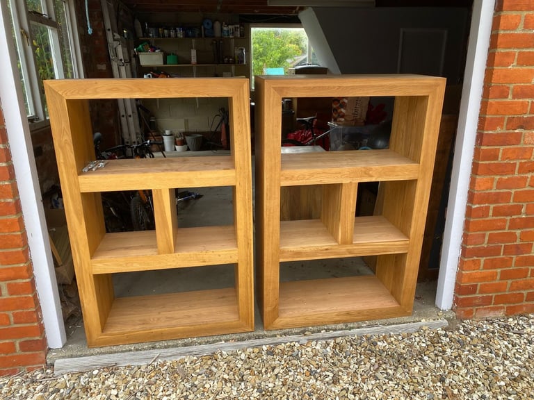 image for Pair of Solid Oak Bookcases/Storage Units - Oak Furniture Land