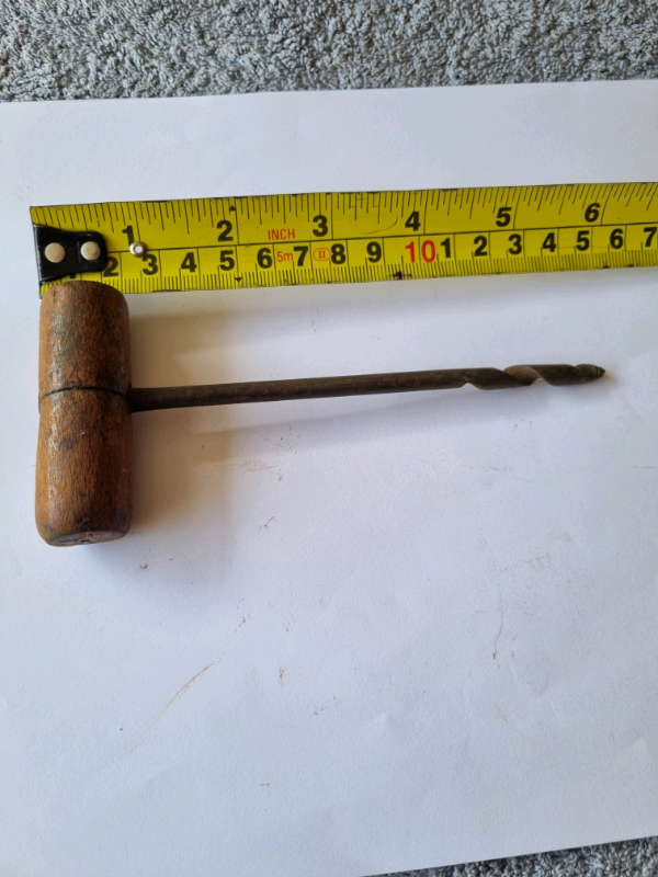 Vintage Carpenters Or Shipwrights Bradawl Or T Handle Auger- Hand Dril