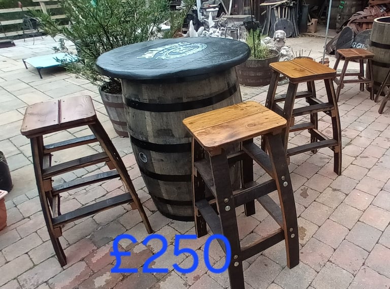 image for Oak barrel with stools 