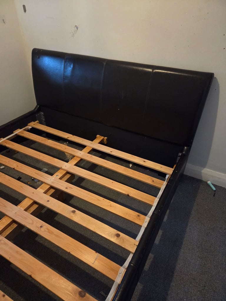 image for Leather kingsize bed frame