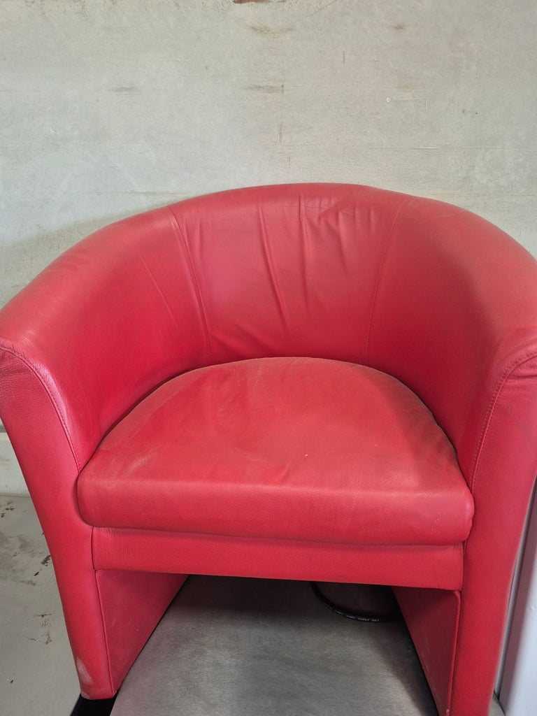 image for Bucket chairs faux leather red pair