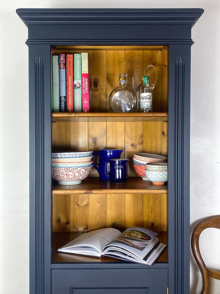 5.5ft Reclaimed solid pine kitchen dresser larder pantry linen cupboard tall slim with deep shelves