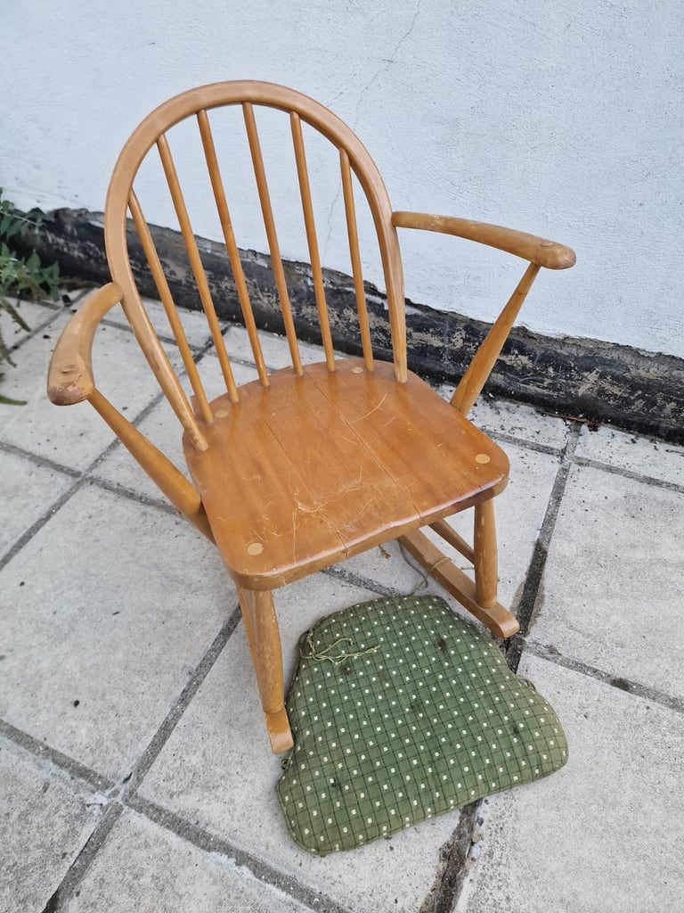 Small Size Ercol Rocking Chair With Original Cushion