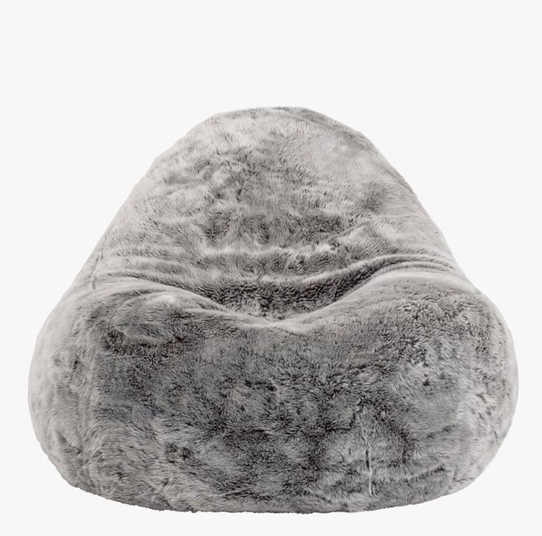 Icon Giant Faux Fur Dream Lounger Bean Bag, Arctic Wolf Grey (RRP £160)