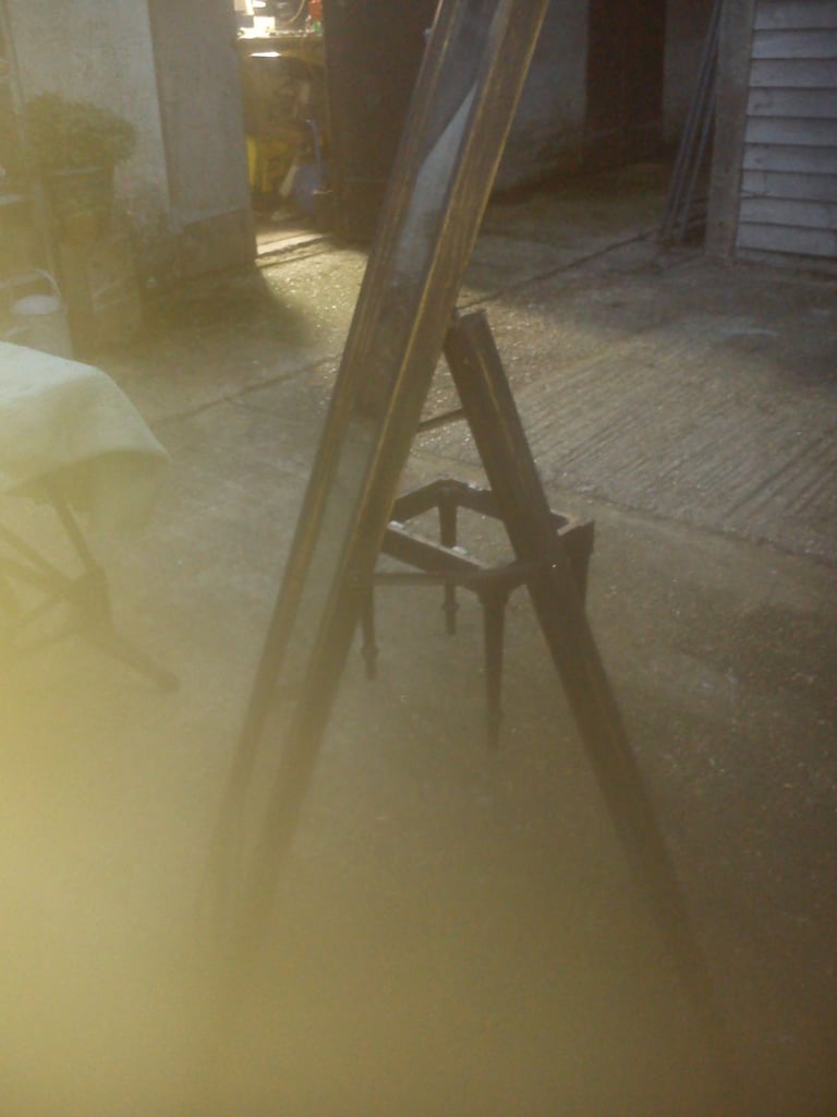 Upcycled, vintage, shabby chic, pine and wicker, folding cheval mirror.