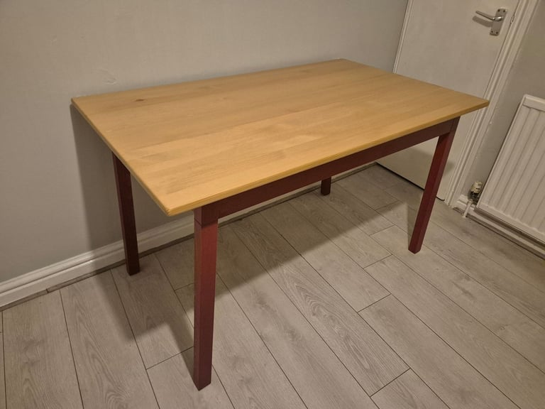 image for Dining table, 125x75 cm, light brown stained/red stained