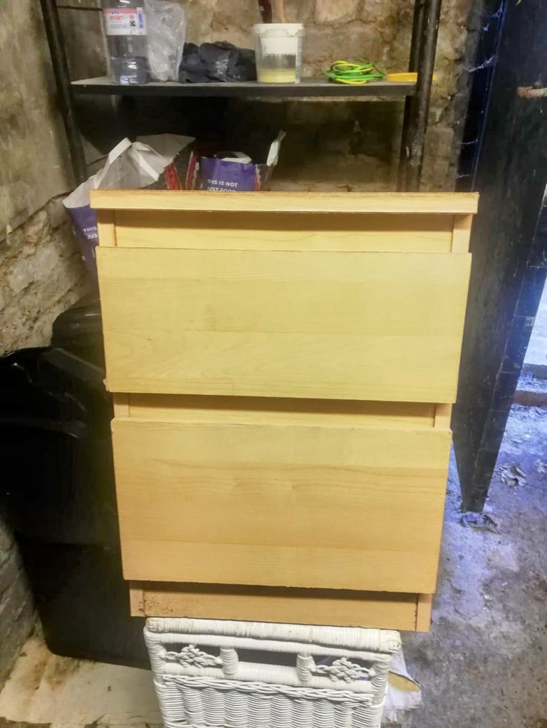 WOODEN BEDSIDE TABLE - TWO DRAWER