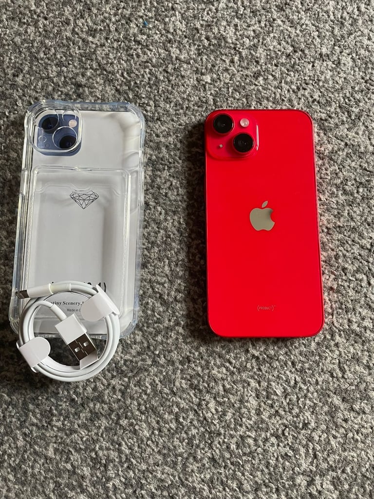 image for like-new iphone 14 256 gb Red colour, unlocked, Battery health 100% fully working