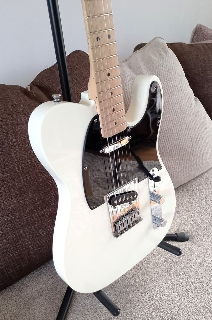 image for Black Top Squier Telecaster, Maple Neck, String Through Body, Very Good Condition, 195 ono.