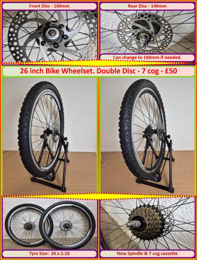 image for 26 inch Bike Wheel Set Double Disc - 7 cog